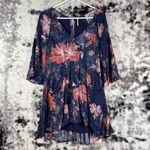 Free People Eyes On You Dress‎ Women's Size 2 High Low Hem Bell Sleeve Boho
